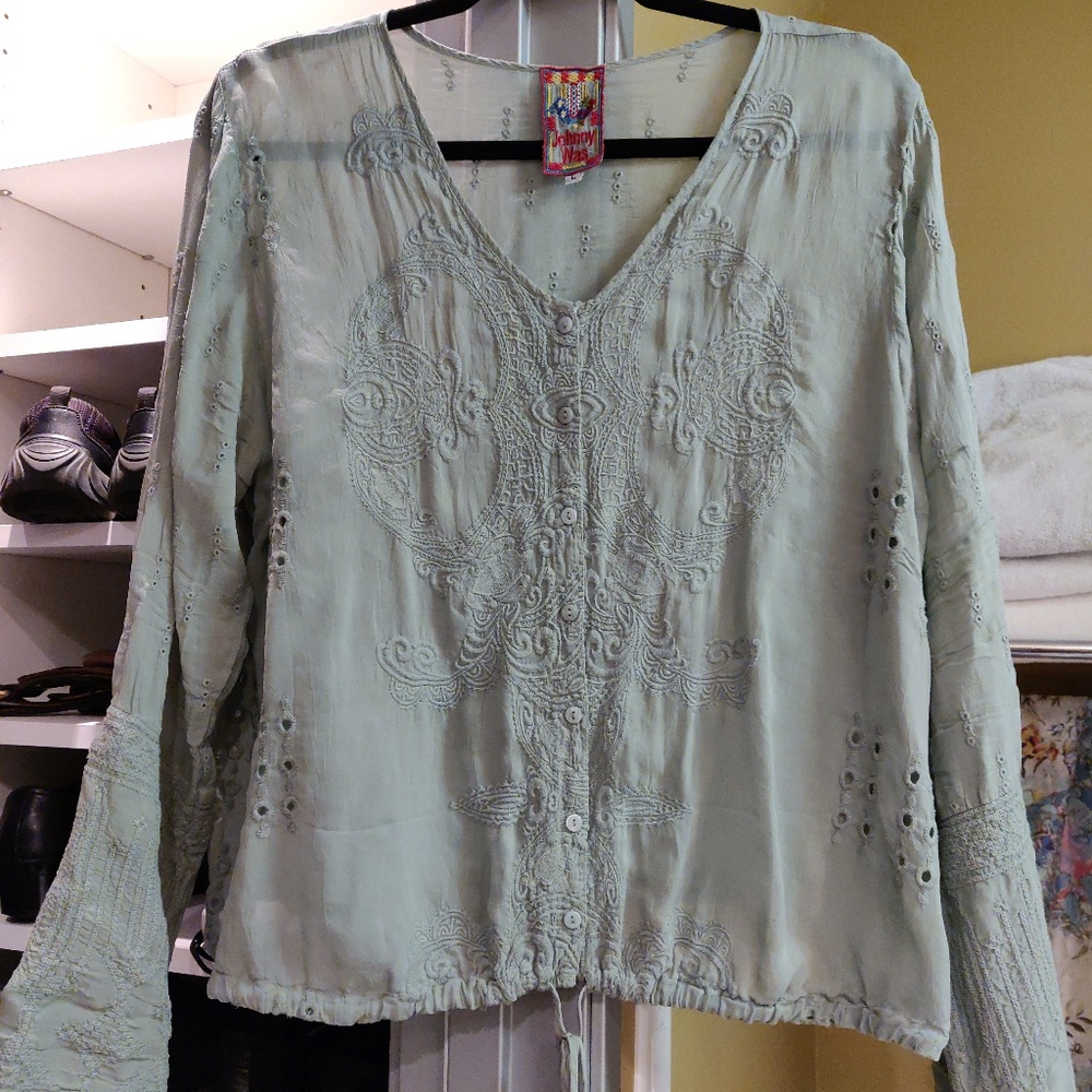 Johnny Was Light Green Size Large Top